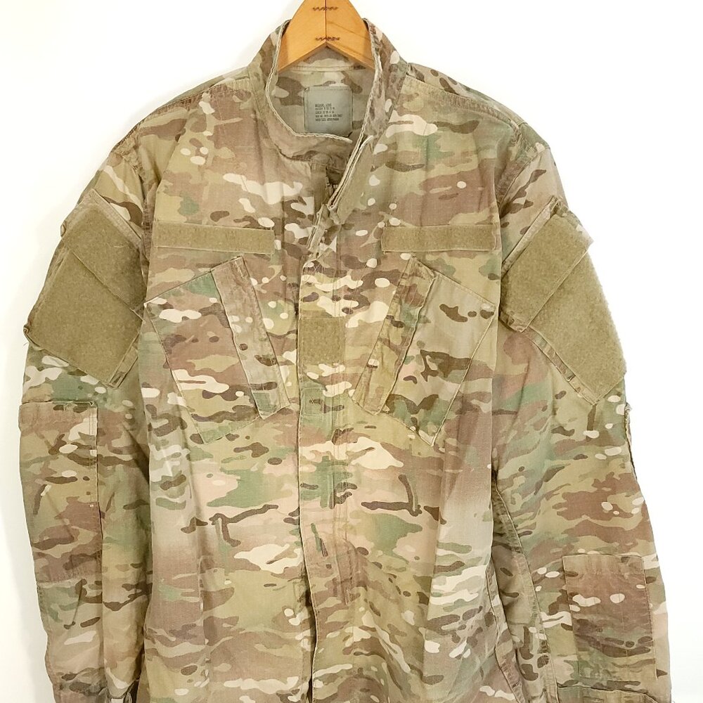 US Military Coat Army Combat Men's Med Long Multicam Camo FR Zip Hook Loop Front